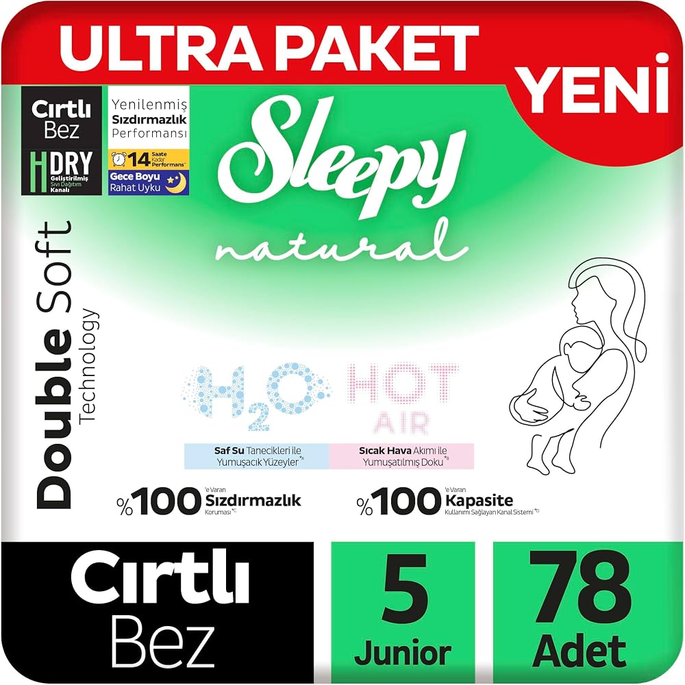 Sleepy Natural Double Soft Ultra Paket Bebek Bezi 5 Numara Junior 78 Adet