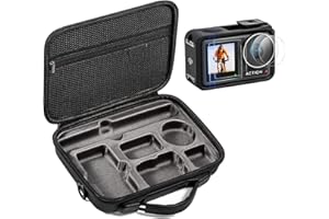 iEago RC Osmo Action 4 Tasche PU-Leder Tragetasche Reisetasche Aufbewahrungstasche mit Displayschutz [2+2+2 Stück] Schutzfolie für DJI Osmo Action 4 Zubehör