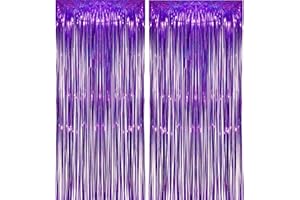 Montegoni 2 Piezas de Cortina Metálica con Flecos Morados de 1x2,5 m, Decoración de Lámina con Purpurina para Año Nuevo, Cumpleaños, Baby Shower, Fiesta de Bodas | Flecos para decoración