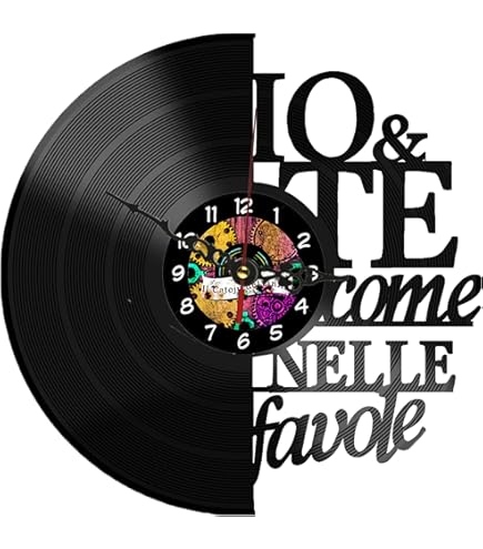 Orologio da Parete in Vinile alice in the wonderland. alice nel paese delle meraviglie, idee regalo per gli amanti dei cartoni disney (Logo Rosso, Barocco nero