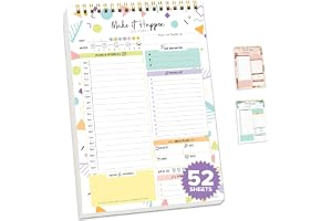 PINKE Daily Planner Pad Detailed, 52 Sheets Daily To Do List Notepad, 6.5x10in Spring-Bound Daily To Do Notepad, Daily List Notepad, Daily To Do List Planner, Daily To do List Notepad (C)
