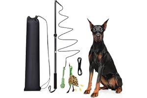 KOXXUD Flirt Pole Dogs, Dog Flirt Pole Extra Strong for Large Medium Small Dogs to Keep the Dog Entertained and Physically Exhausted Ball+Duck