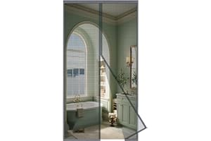 MAGICDOOR Magnetic Screen Door of Fibreglass, 120x135cm Central Opening Fly Nets for and Windows, Fine Mesh with Powerful Magnets Door Curtain, Mosquito Mesh for Bedroom Balcony-Grey
