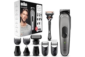 Braun 10-in-1 All-in-One Trimmer Series 7, Male Grooming Kit with Beard Trimmer, Hair Clippers, Nose Trimmer, Gillette Razor, Foil Shaver & Body Groomer, Gifts for Men, UK 2 Pin Plug, MGK7221