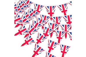 G2PLUS Union Jack Flag Bunting, 2x10M British Bunting Banner, 30PCS Reusable UK Garden Bunting, 20X28CM D Day Bunting for D Day 80th Anniversary