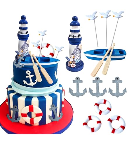 Set 50 Palloncini Lattice Marittimi 30 Cm - Tema Nave, Ancora E Faro - Biodegradabili