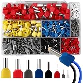 750 Pieces 0.5-10 mm&sup2; Double Terminals Electrical Wires, with 8 Sizes Twin Terminals Connector, Double Cable Terminals for DI
