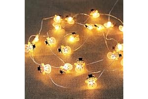 Eledreme lichterkette schneemann, 2m 20 led weihnachtsdeko innen Lichtervorhang außen, Warmweiß, batterie für Party, Weihnachten, Balkon