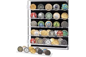 DECHOGA Challenge Coin Showcase, Akrylowa gablota, Witryna kolekcjonerska, Wojskowa moneta Wyzwania Stojak Ścienny, Wyzwania Monety Wyzwania Wyświetlacz Monet Dla Kolekcjonerów Monet