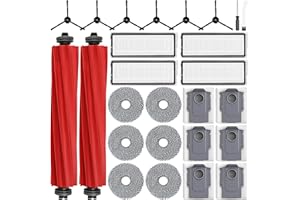 ALLOYTOOL 26 Accessoires pour Robots Aspirateurs Roborock Qrevo Pro/Qrevo S/Qrevo MaxV, 2 Brosses Principales 6 Sacs à Poussière 6 Chiffons 4 Filtres 6 Brosses Latérales 1 Brosse de Nettoyage 1 Tournevis