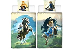 BERONAGE The Legend of Zelda Arrow - Juego de cama infantil (135 x 200 cm + 80 x 80 cm, 100% algodón, con cremallera)