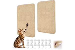 RUBESSIA 2 Pièces Tapis Griffoir pour Chat, Anti-dérapant Horizontal et Vertical en Sisal, Grattoir pour Protéger Les Meubles, 50x25cm