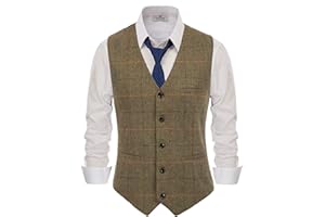 PaulJones Gilet Homme Boutonné Col V sans Manche en Laine Classique