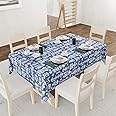 Urban Space Table Cover for Dining 4 Seater, Water, Dust and Stain Resistant Dining Table Cloth for 4 Seater, Anti Skid Cover Cloth for Center Table, Home Decor (Twigs Indigo Blue- 52"x72")