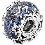 PANDORA Charm Murano-Glas Moments 'Sterne' Silber, blau 790015C00