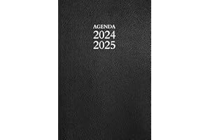 Agenda Scolaire 2024 2025: Organisateur Planificateur Semainier et mensuel, 1 semaine sur 2 pages d'aout 2024 a juillet 2025, pour garçons et filles, Collège Lycée - couverture noire , format A5