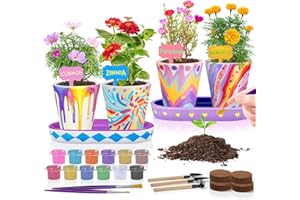 Tekoly 4 Zestaw Malowania i Sadzenia Kwiatów - Prezenty dla Dziewczynek w Wieku 8-12 Lat - Zabawki Rękodzielnicze na Urodziny dla Dziewczynek i Chłopców w Wieku 6, 7, 8, 9, 10, 11, 12 Lat