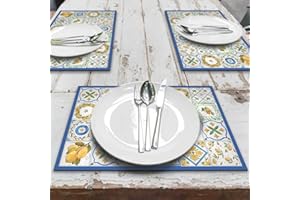 CREARREDA Juego de 4 manteles Individuales de PVC de 48 x 33 cm, Antideslizantes, Lavables, Resistentes a la Suciedad, Resistentes al Calor, Fabricado en Italia