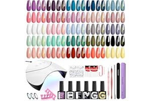 Phoenixy 25 Colores Uñas Semipermanentes Kit Completo con U V/LED Lámpara Kit Uñas Semipermanentes con Base y 4 Top Coat, Azul, Verde, Nail Art en Casa