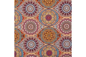 Kt KILOtela - Tessuto Canvas Stampato, Rivestire, Foderare, Divani, Tavolo, Sedia, Letto, Tende, Cuscini, Borse, 300 cm Lunghezza x 280 cm Altezza, Mandalas, Multicolore - 3 Metro