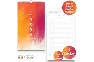 ‎UNITURE UNITURE® - Familienkalender 2024 Wandkalender [klimaneutral] 39x22cm - Familienplaner mit praktischen 5 Spalten zum einfachen Aufhängen - Kalender 2024 Familienplaner