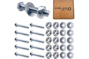 EVELYNE M10 Nut, Bolt & Repair Washer Set. 10 pack – M10x50 Bolts, M10 Nuts & M10x25 Repair Washers