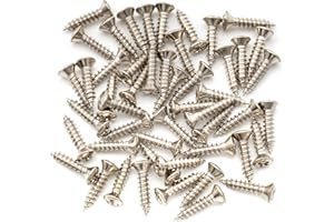 Musiclily Ultra 3x12mm Tornillos Golpeador de Acero inoxidable Pickguard Screws para Guitarra Eléctrica Fender Strat Tele Bajo, Níquel (50 Piezas)