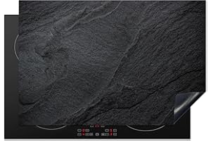 KitchenYeah© Protezione Piano Cottura Tappetino per Induzione 78x52 cm Cucina Proteggi Coprifornello Antiscivolo Nero - Struttura - Scuro