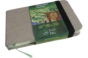 tumuarta Akwarelowy szkicownik, 300 g, 25% bawełna, 9 x 14 cm, 24 arkusze, 48 stron, drobne ziarna, bezkwasowe, akwarela, papier artystyczny, blok papieru akwarelowego, idealny do akwareli, tuszu,
