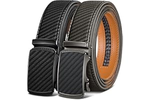 KEMISANT Cintura Uomo 2 Pezzi, Cintura Uomo Pelle Cricchetto Automatica Fibbia 35mm,Trim Regolabile per Adattars