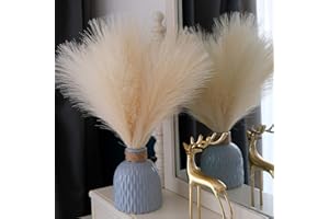 VOKENFORU 6PCS Artificial Pampas Grass 18''Fluffy Pampas Grass Plants Short Pampas Grass Bouquet Pompass Grass Branches for Wedding Home Christmas Decorations Centrepiece Flower Arrangement