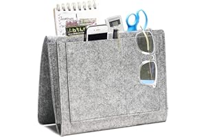 RUNFENG 1 Pieza Sofá Bolsa Estante Bed Organizador Antideslizante, Organizador Fieltro de Almacenamiento de Sofá,Soporte para Mando a Distancia de TV,Colgar en la Cama para Revistas Teléfono-Gris Claro
