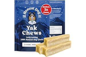 THE HONEST DOG CO Honest Dog Co. Yak Chews for Dogs Medium (3x Chews) - Dog Chews Long Lasting Natural - Pasture Raised, Organic, Himalayan Yak Chew Dog Chews