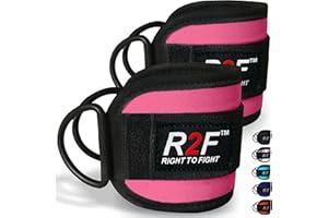 R2F RIGHT TO FIGHT R2F Cavigliere Cavi Palestra 7MM Neoprene Cinghie per Caviglia Imbottite Polsini Trazioni Esercizi delle Gambe Workout con Doppio D Anello Attaccament Fitness Regolabile Strap (confezione da 2)