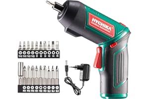 HYCHIKA BETTER TOOLS FOR BETTER LIFE HYCHIKA Avvitatore Elettrico 6N.m, Cacciavite Elettrico (Par max 6 N.m, 3.6 V, 2.0 Ah) Luce a LED come Chiave a Cricchetto, Cavo di Ricarica USB, 20 PCS Accessori, per DIY, Assemblaggio Mobili