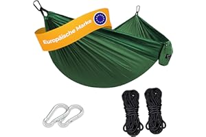 ‎GRASSMAN Hängematte Camping - Ultraleichte Outdoor Hängematte, Perfektes Camping Geschenke, Camping Hängematte Outdoor, Hängematte 1 Person mit Baumgurten + Karabiner