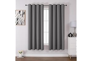 CUCRAF Blackout Curtains for Bedroom Light Grey Curtains 72 Inch Drop 2 Panels,Thermal Curtains for Living Room, Eyelet Black Out Curtains as Soundproof Room Dividers W46 x L72