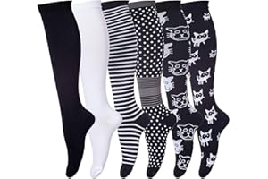 LEOSTEP 20-30mmHg Compression Socks for Men & Women (6 Pairs) - Long Support Stockings for Running, Cycling, Nursing, Travel & Hiking