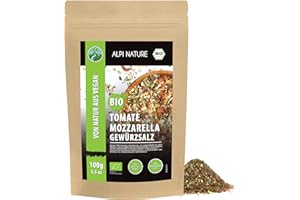 ‎ALPI NATURE Alpi Nature Bio tomate mozzarella gewürz (100 g) organiczna włoska mieszanka przypraw pomidorowa mozzarella sól przyprawowa składniki z KBA przygotowanie przypraw do pizzy sałatki bez sztucznych dodat