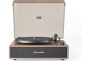 Crosley Stave Vinyl Record Player with Speakers - 2 Speed Bluetooth Turntable, 60W Built-in Sound System & Audio-Technica Cartridge - Modern Wood Design with EQ Controls for Superior Playback