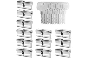 GERCAR 12x cilindro de cerradura/cerradura de barril para puerta 40/40 – 80 mm – 12x cerradura de puerta/cilindro de cierre uniforme con 60 llaves – Longitud: 80 mm A: 40 B: 40