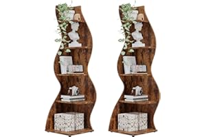 Tribesigns Set di 2 Scaffale angolare, Moderno Mensola angolare a 5 Livelli, Scaffale per scaffali Libreria Scaffale per Piante unità organizzativa per Cucina, Soggiorno, Balcone, Marrone