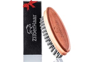 ZilberHaar Pocket Beard Brush - Small Soft Boar Bristle Beard Brush for Men - Travel Size Mens Beard Brush - Straightens & Promotes Beard Growth, Works with Beard Oil & Styling Balm to Soften Beard