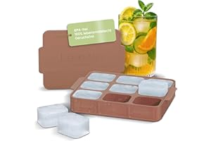 Dreiklang - be smart Cubitera de silicona con tapa y asa, apilable y cubitos de hielo grandes, rectangulares, con ranuras para facilitar la extracción, sin olores, insípido