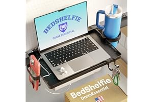BedShelfie Półka nocna na łóżko i łóżko piętrowe - niezbędne akcesoria do pokoju w akademiku, akcesoria do łóżka na poddaszu, organizer na przekąski, stolik nocny na pływające łóżko, taca na stolik