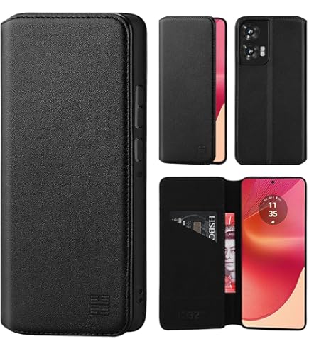 YKNIUFLY Beschermhoesje voor Motorola Edge 50 Fusion, premium PU-lederen magnetische flip case, kaartsleuven, portefeuille, cover voor Motorola Edge 50 Fusion. (roze-rood