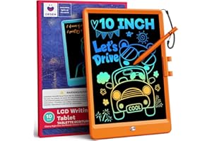 ORSEN Tavoletta Grafica bambini 10 Pollici, Giochi Bambini 3 4 5 6 7 8 Anni, LCD Cancellabile Lavagnetta Magnetica per Bambini, Giochi Educativi Regali di Compleanno per Ragazzi e Ragazze (Arancione)