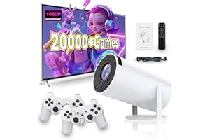 HKOORLAMULS Mini projecteur Portable avec 2 manettes de Jeu, X30 Console de Jeux vidéo d'extérieur 130 Pouces avec Jeux Classiques 20000+, projecteur de cinéma à écran 4K avec WiFi, Bluetooth et Manette de Jeu