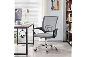 OFCASA Adjustable Mesh Office Chair Ergonomic Desk Chair Mid-Back Swivel Computer Chair with Armrest and Lumbar Support, 360° Rotation for Study and Works Chair