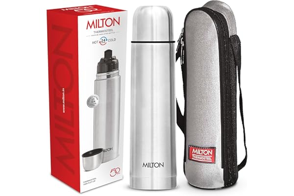 Milton Flip Lid 1000 Thermosteel Water Bottle 1 LTR, 24 Hr Hot and Cold I Leak Proof Lid, ISI Certified I Vacuum Insulated I
